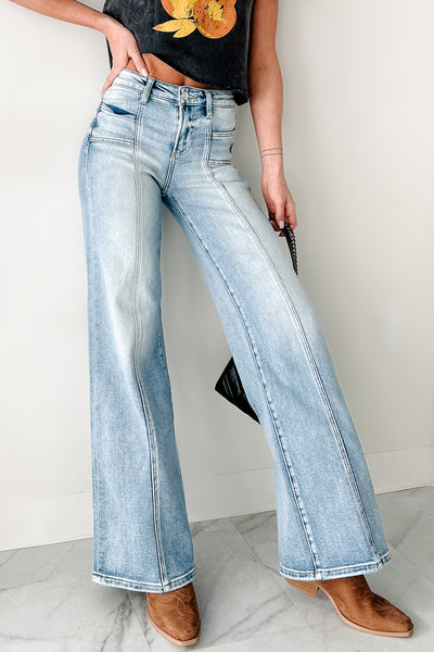 Cleopatra High Rise Wide Leg Risen Jeans (Medium) - NanaMacs