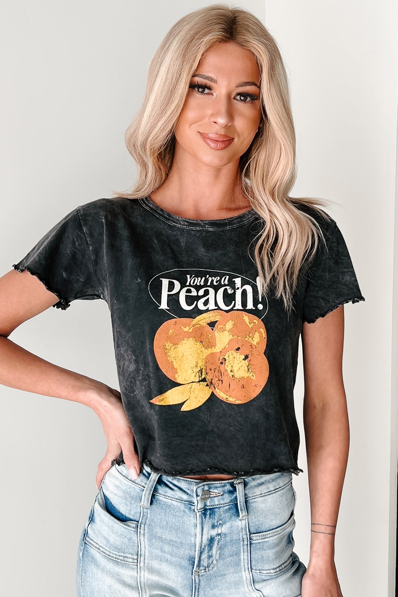 "You're A Peach" Graphic T-Shirt (Charcoal) - NanaMacs