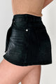 Got This In The Bag Wrap Denim Mini Skort (Black) - NanaMacs