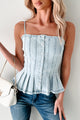 Beyond The City Lights Pleated Denim Top (Light Denim) - NanaMacs