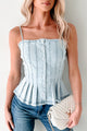 Beyond The City Lights Pleated Denim Top (Light Denim) - NanaMacs