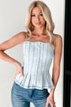 Beyond The City Lights Pleated Denim Top (Light Denim) - NanaMacs