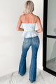 Beyond The City Lights Pleated Denim Top (Light Denim) - NanaMacs