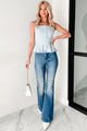 Beyond The City Lights Pleated Denim Top (Light Denim) - NanaMacs