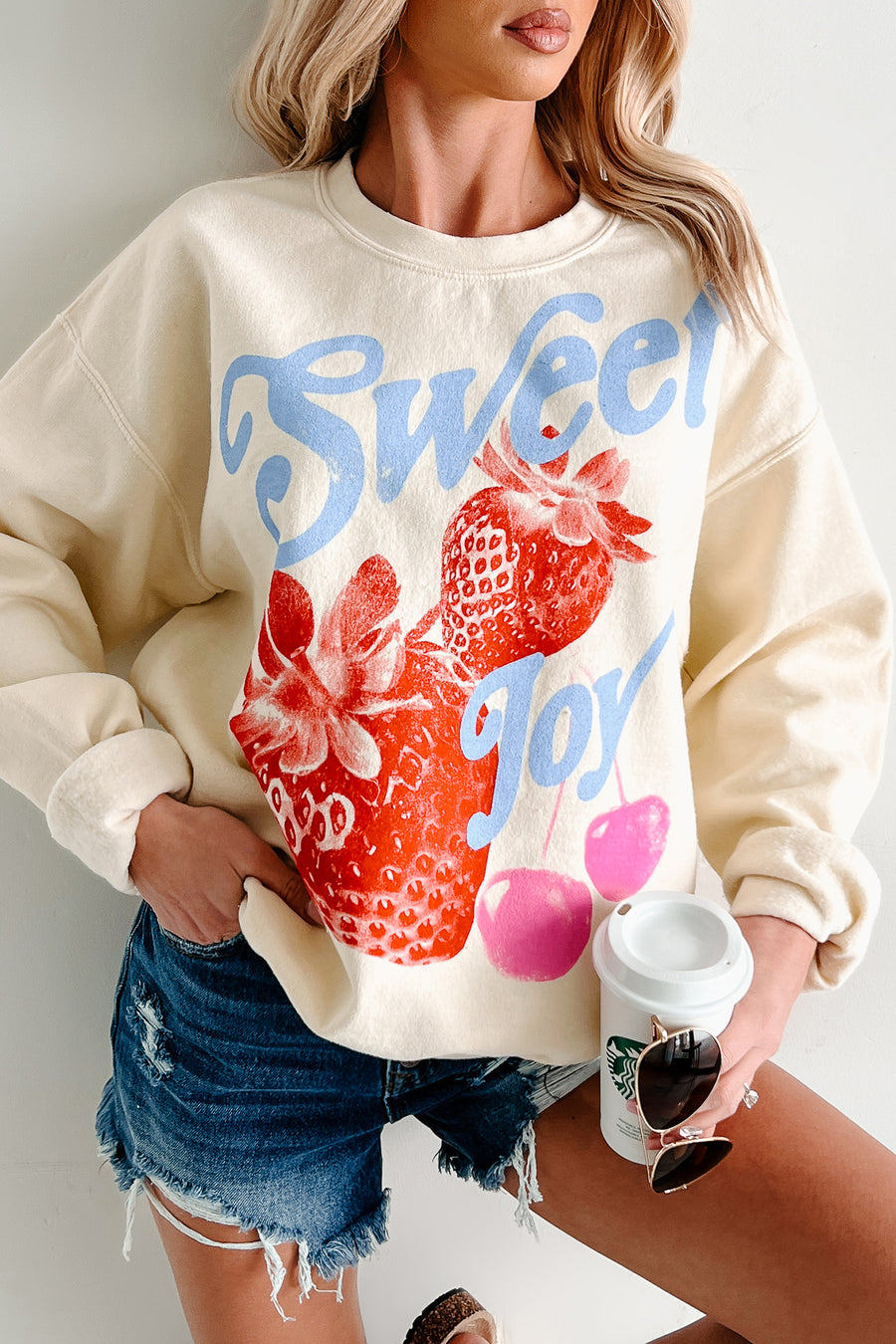 "Sweet Joy" Graphic Sweatshirt (French Vanilla) - NanaMacs