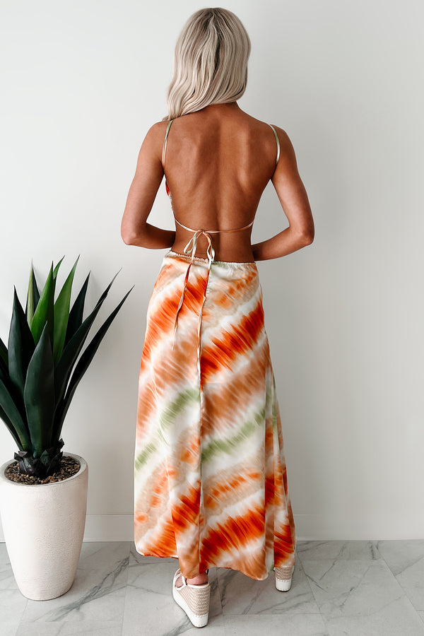 Tropical Tango Tie-Dye Two-Piece Skirt Set (Orange) - NanaMacs