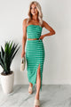 Just Hanging Loose Striped Tube Top & Skirt Set (Green/White) - NanaMacs