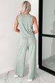 Still As The Stars Two-Piece Ribbed Tank & Pant Set (Sage) - NanaMacs