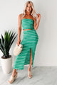 Just Hanging Loose Striped Tube Top & Skirt Set (Green/White) - NanaMacs