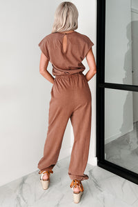 Just The Basics Short Sleeve Jumpsuit (Chestnut) - NanaMacs