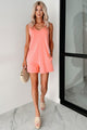 Quick & Witty Sleeveless V Neck Romper (Coral) - NanaMacs