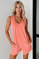 Quick & Witty Sleeveless V Neck Romper (Coral) - NanaMacs