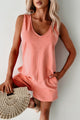 Quick & Witty Sleeveless V Neck Romper (Coral) - NanaMacs