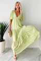 Fragrant With Joy Tiered V Neck Maxi Dress (Lime) - NanaMacs