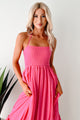 Taking The Scenic Route Halter Smocked Maxi Dress (Pink) - NanaMacs