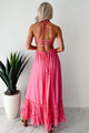 Taking The Scenic Route Halter Smocked Maxi Dress (Pink) - NanaMacs