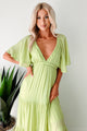 Fragrant With Joy Tiered V Neck Maxi Dress (Lime) - NanaMacs