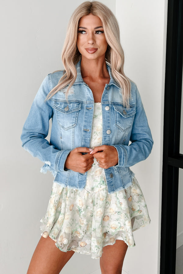 Hit The Pavement Distressed Denim Jacket (Light) - NanaMacs