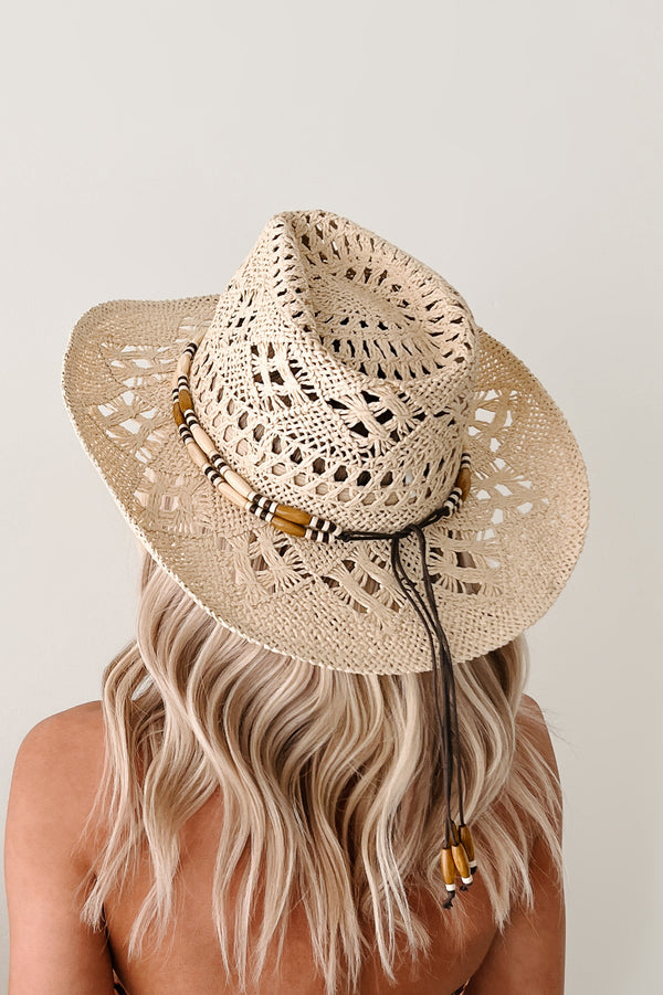 My Personal Paradise Beaded Straw Cowboy Hat (Ivory)