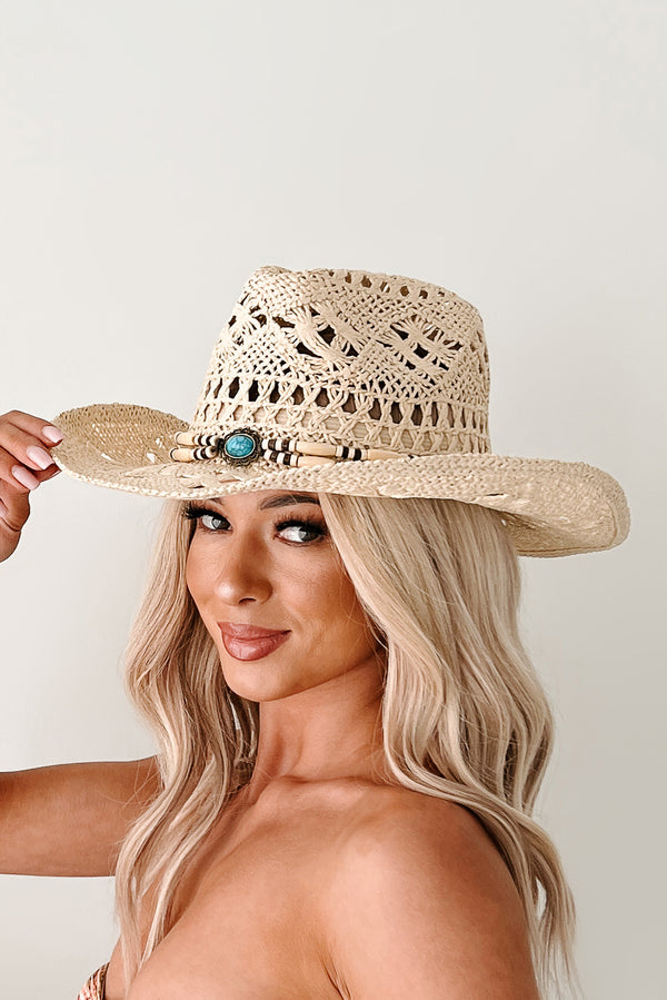 My Personal Paradise Beaded Straw Cowboy Hat (Ivory)