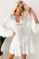 Chasing Waves Linen Cover Up Dress (White)