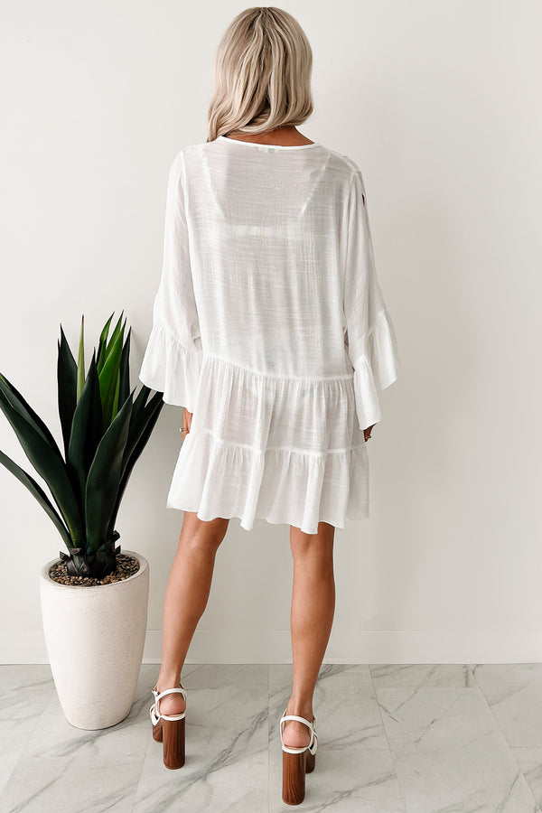 Chasing Waves Linen Cover Up Dress (White)