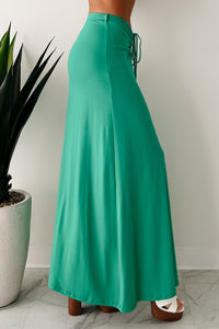 For My Darling Ruched Front Maxi Skirt (Green) - NanaMacs