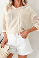 Softly Spellbound Sheer Knit Hoodie Sweater (Cream)