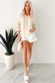 Softly Spellbound Sheer Knit Hoodie Sweater (Cream)