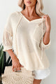 Softly Spellbound Sheer Knit Hoodie Sweater (Cream)