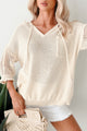 Softly Spellbound Sheer Knit Hoodie Sweater (Cream)