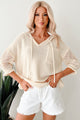 Softly Spellbound Sheer Knit Hoodie Sweater (Cream)