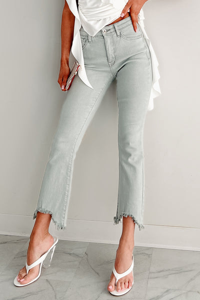 Tulsa Mid Rise Tummy Control Special A Kick Flare Jeans (Light Grey)