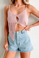 Petal Falling Breeze Cut Out Crochet Knit Tank Top (Pink)