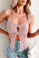 Petal Falling Breeze Cut Out Crochet Knit Tank Top (Pink)