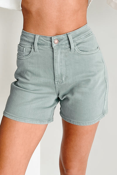 Beau High Rise Judy Blue Denim Shorts (Olive Stone)