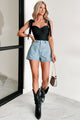 Hailey High Rise Patch Pocket Denim Shorts (Light)