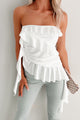 Luxe Layers Strapless Ruffle Top (White) - NanaMacs