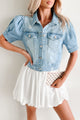 Franny Puff Sleeve Denim Jacket (Light) - NanaMacs