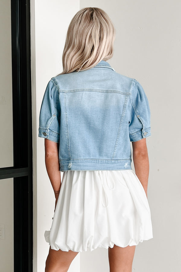 Franny Puff Sleeve Denim Jacket (Light) - NanaMacs