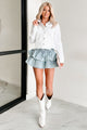 Spring Breeze Tiered Smocked Denim Mini Skirt (Light) - NanaMacs