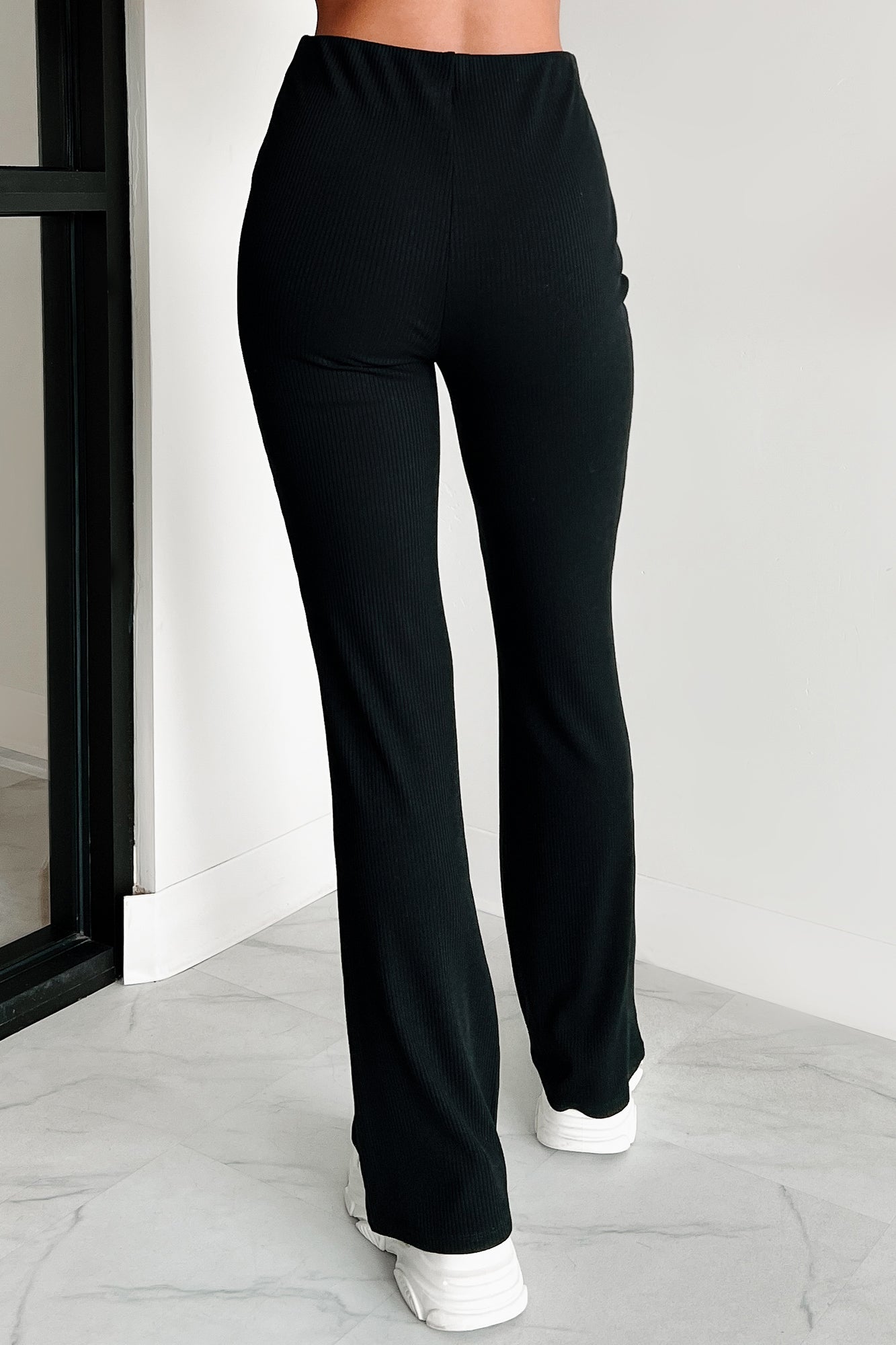 Shantelle Ribbed Flare Pants (Black) - NanaMacs