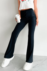 Shantelle Ribbed Flare Pants (Black) - NanaMacs