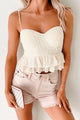 Garden Of Love Lace Peplum Crop Top (Cream) - NanaMacs