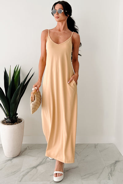 Easy Peasy Sleeveless V-Neck Maxi Dress (Mustard Yellow)