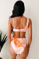 Cancun Kisses Asymmetric Palm Print Bikini Set (Orange) - NanaMacs