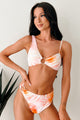 Cancun Kisses Asymmetric Palm Print Bikini Set (Orange) - NanaMacs