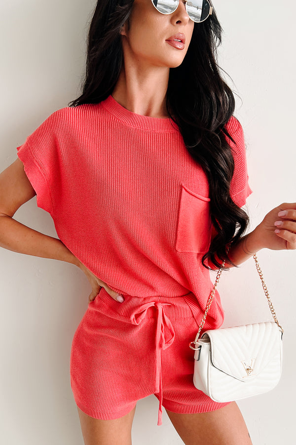 Snug As A Bug Sweater Knit Two Piece Set (Coral) - NanaMacs