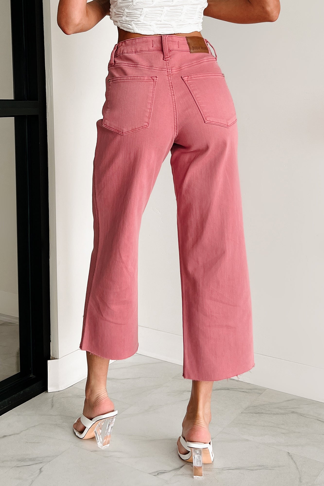 Victoria Crop Wide Leg Judy Blue Jeans (Rose) - NanaMacs