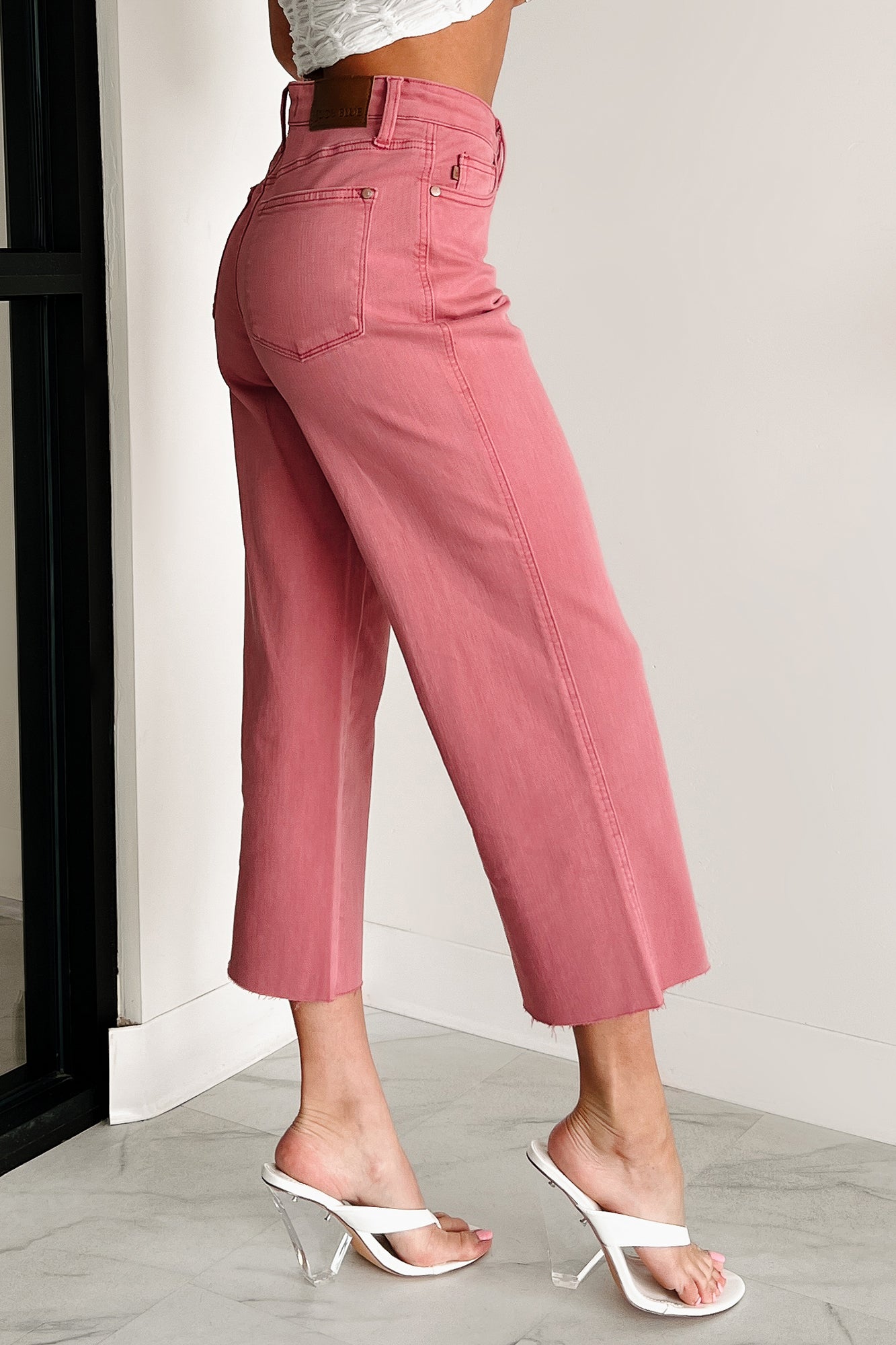 Victoria Crop Wide Leg Judy Blue Jeans (Rose) - NanaMacs